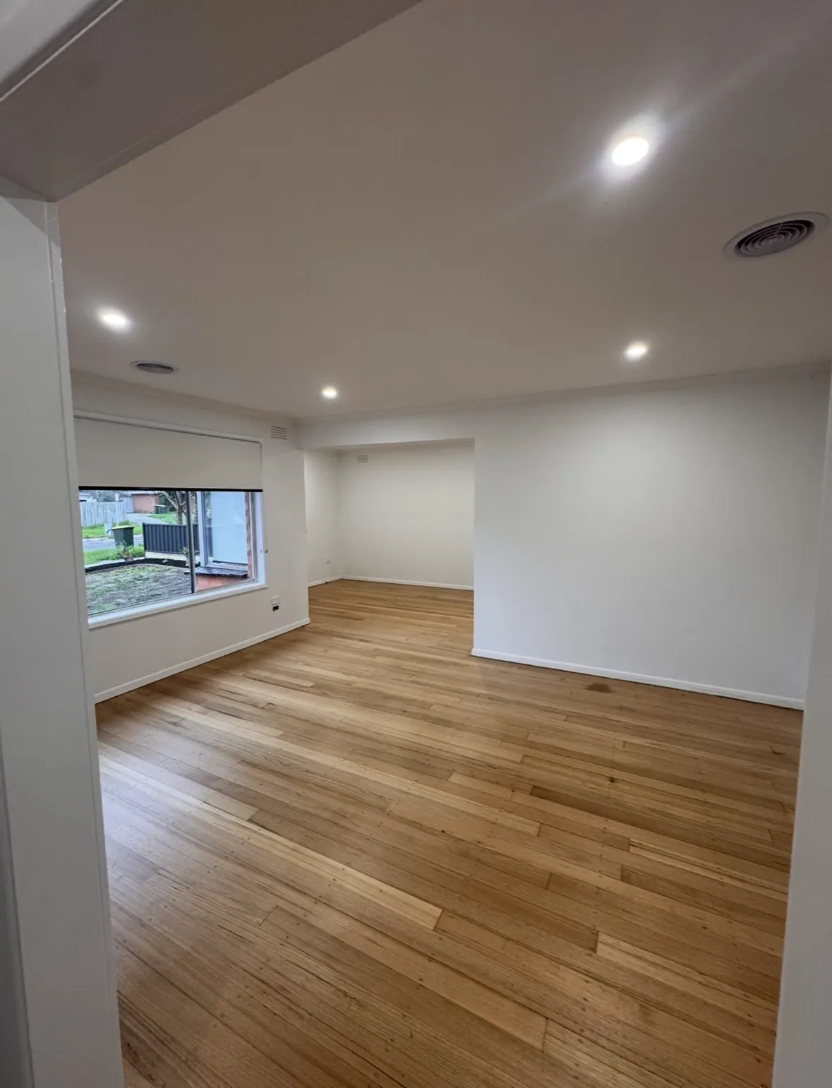Thomastown house renovation: living area with new LED downlights