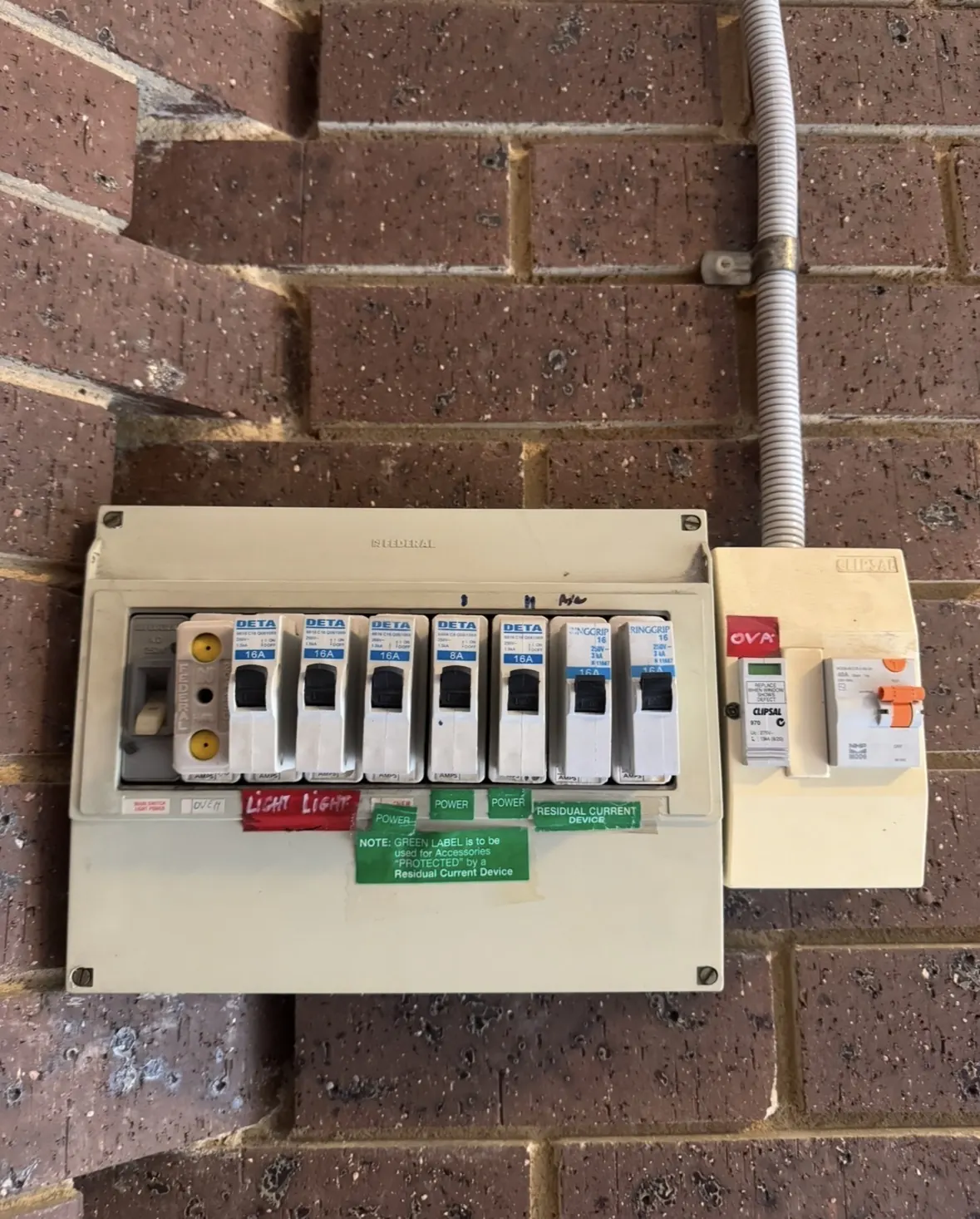 Old external switchboard before upgrade